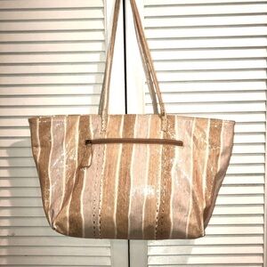 Chi by Falchi tote bag with dusted bag tan stripes
